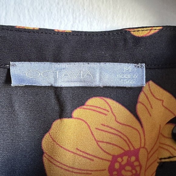 Octavia Women's Floral Tunic Jacket Coverall Tunic Size Medium Drawstring Waist - Picture 5 of 6